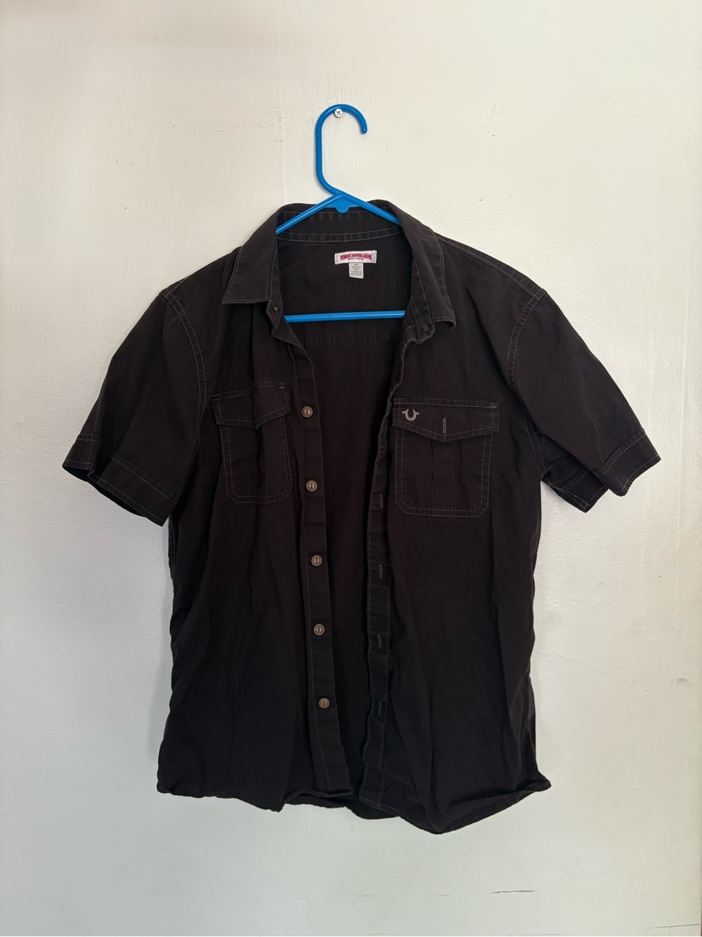 True Religion Men’s Utility Button Down Short Sleeve Shirt